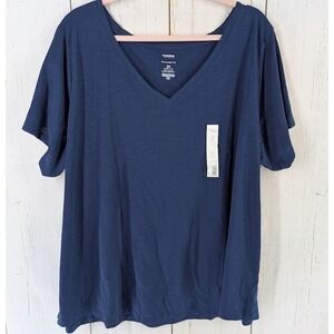Sonoma Size 2X The Everyday Tee Dark Blue V Neck Short‎ Sleeve Top NWT